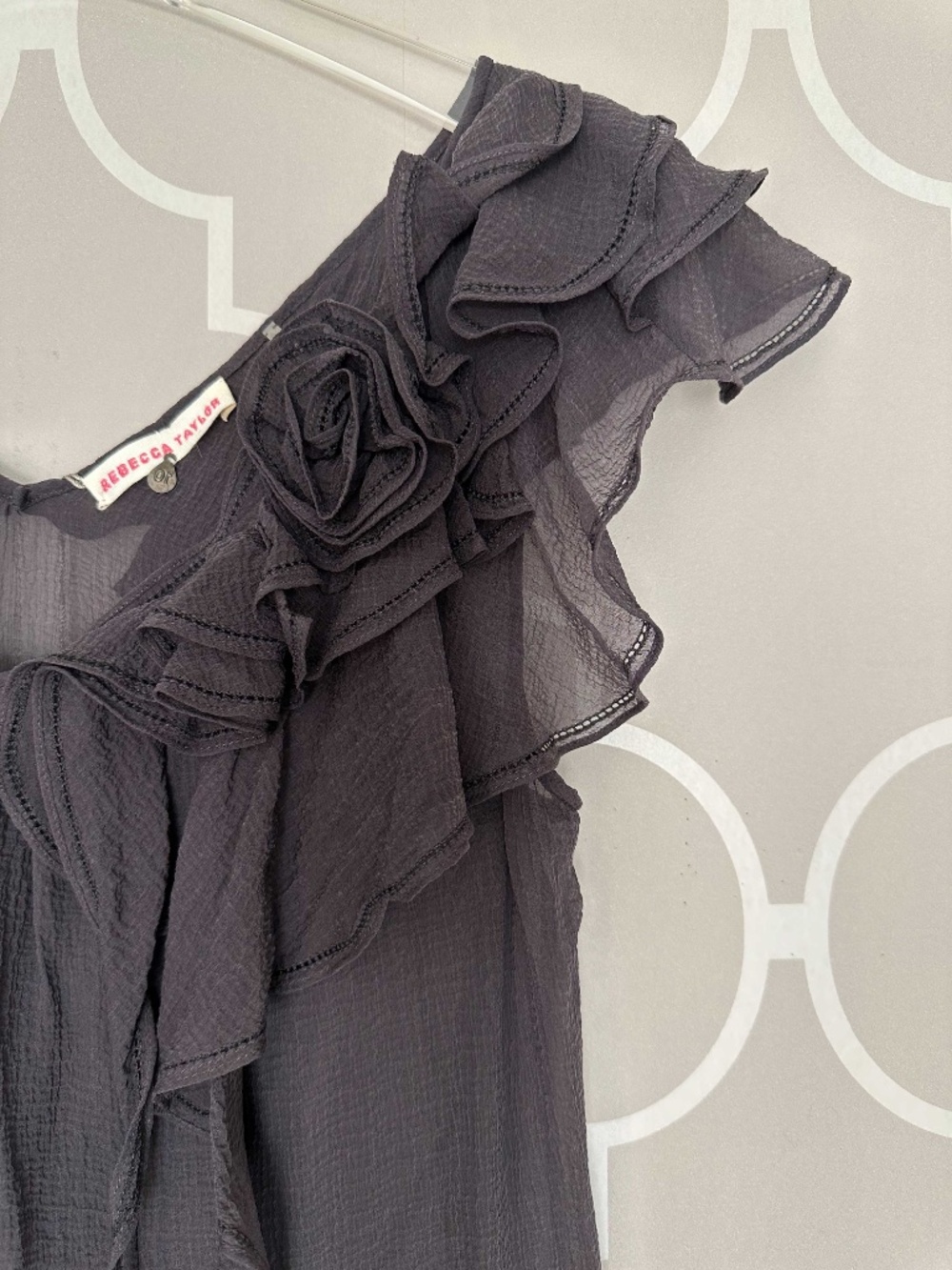 NWT Rebecca Taylor Coal Gray Ruffle Blouse & Camisole Top Size 10 - Picture 5 of 13